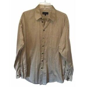 Perry Ellis Men's Beige Plaid Long Sleeve Button-Up Shirt Size L